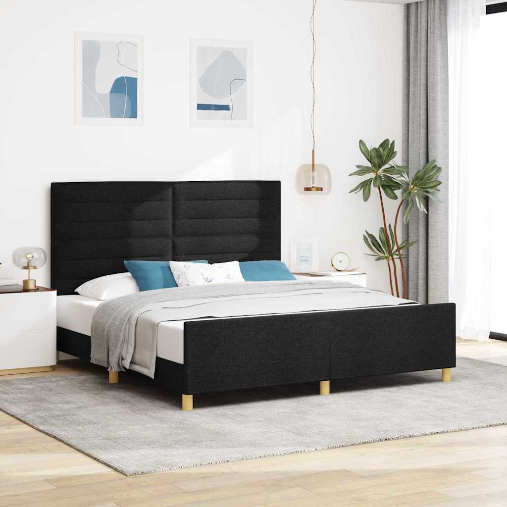 Krevetna konstrukcija s uzglavljem Crna 180 x 200 cm tkanina