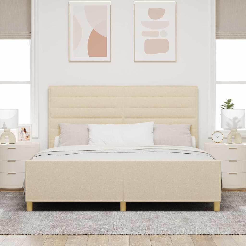 Krevetna konstrukcija s uzglavljem Krema 180 x 200 cm tkanina