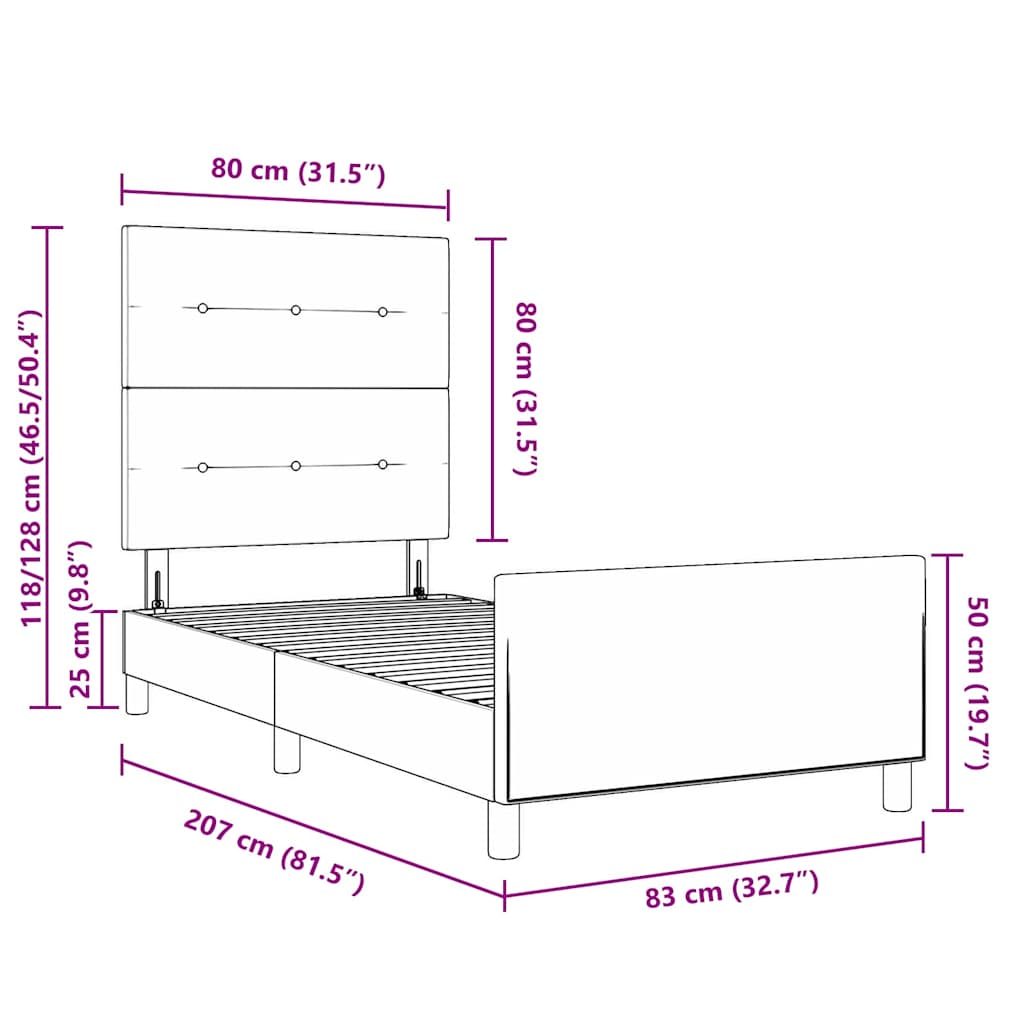 Krevetna konstrukcija Svjetlosiva 80 x 200 cm tkanina