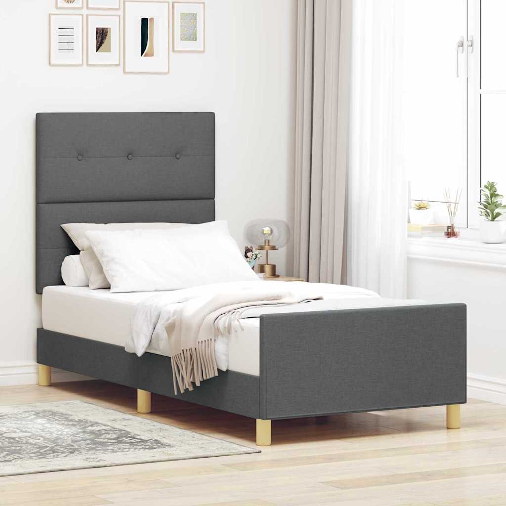 Krevetna konstrukcija Tamno siva 100 x 200 cm tkanina