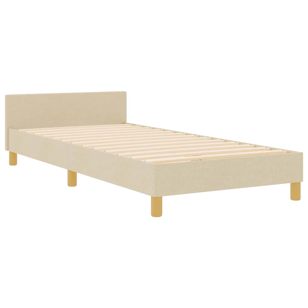 Krevetna konstrukcija s uzglavljem Krema 100 x 200 cm tkanina