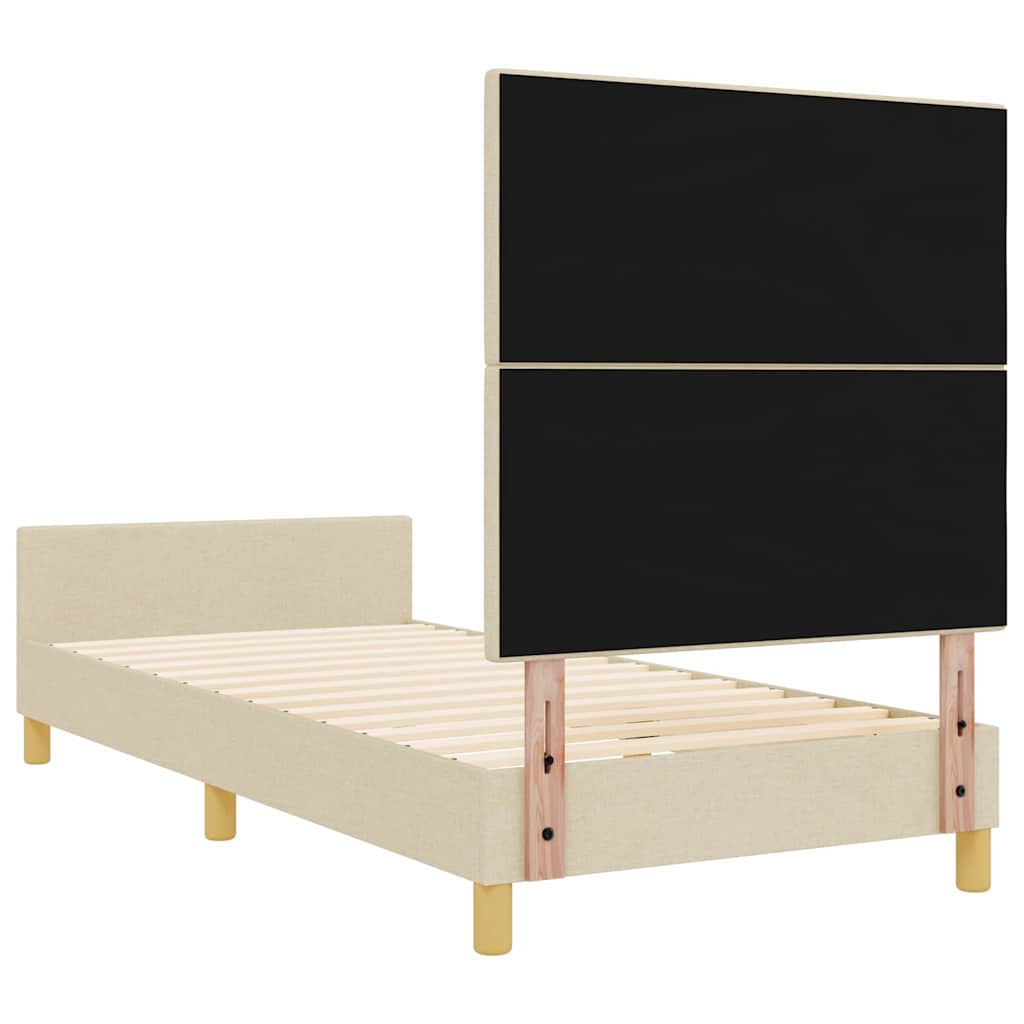 Krevetna konstrukcija s uzglavljem Krema 100 x 200 cm tkanina