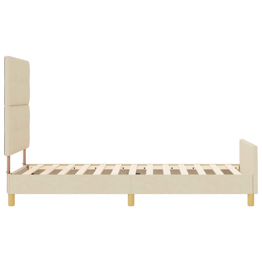 Krevetna konstrukcija s uzglavljem Krema 100 x 200 cm tkanina