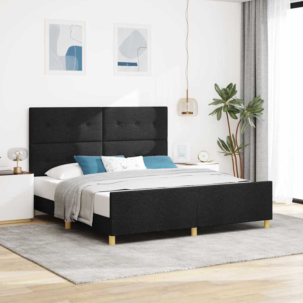 Krevetna konstrukcija s uzglavljem Crna 180 x 200 cm tkanina
