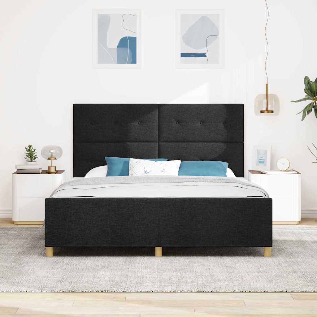 Krevetna konstrukcija s uzglavljem Crna 180 x 200 cm tkanina