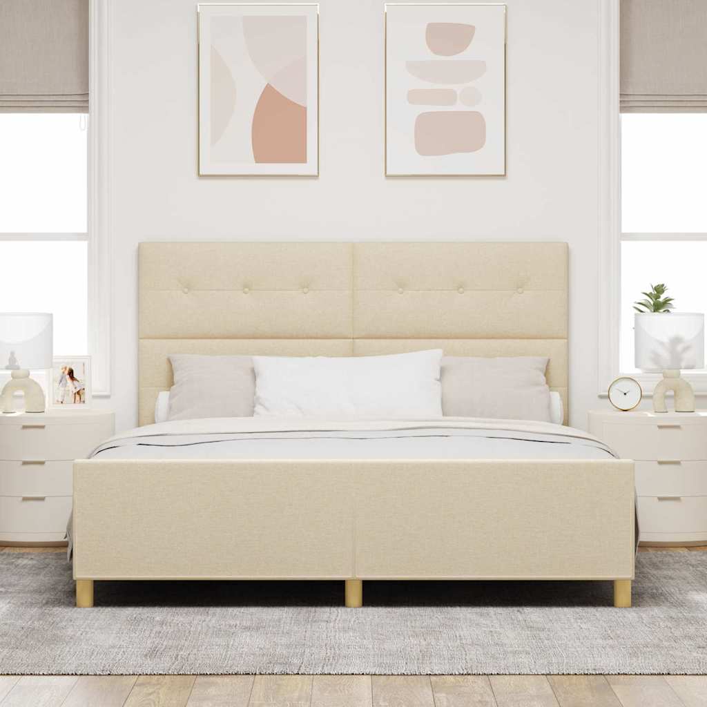Krevetna konstrukcija s uzglavljem Krema 180 x 200 cm tkanina