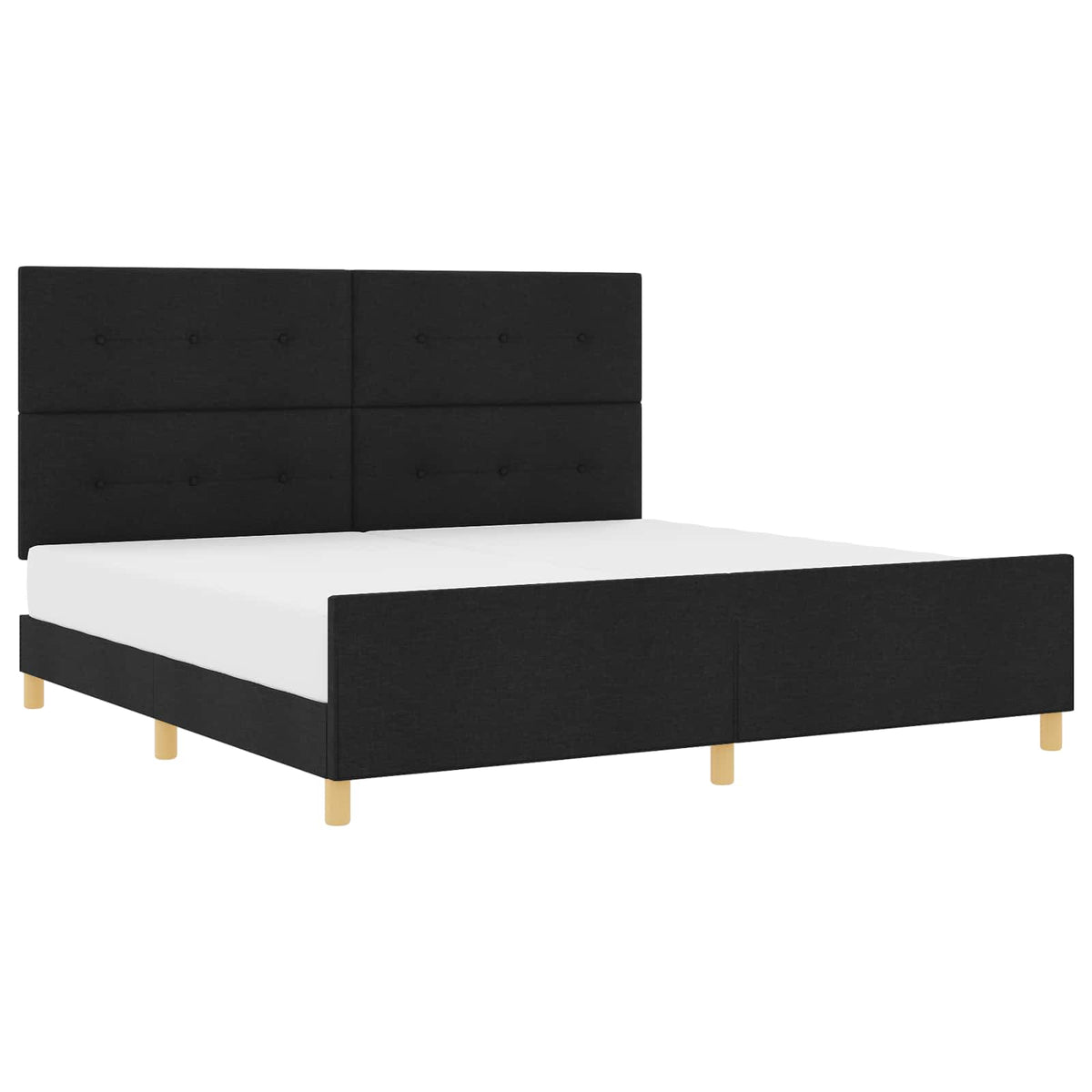 Krevetna konstrukcija s uzglavljem Crna 200 x 200 cm tkanina