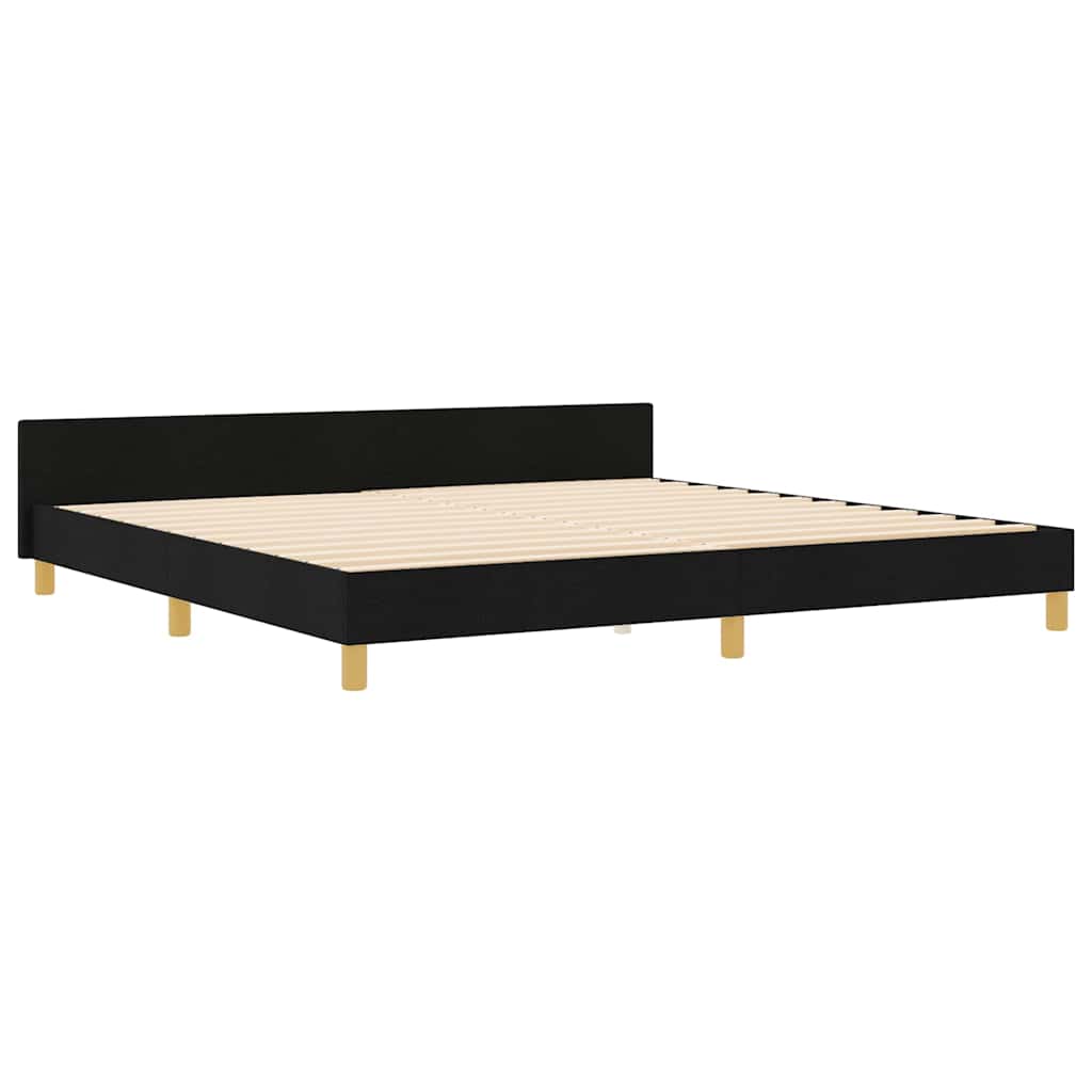 Krevetna konstrukcija s uzglavljem Crna 200 x 200 cm tkanina