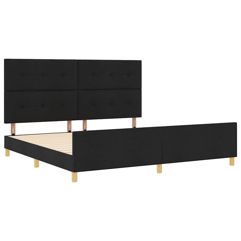 Krevetna konstrukcija s uzglavljem Crna 200 x 200 cm tkanina