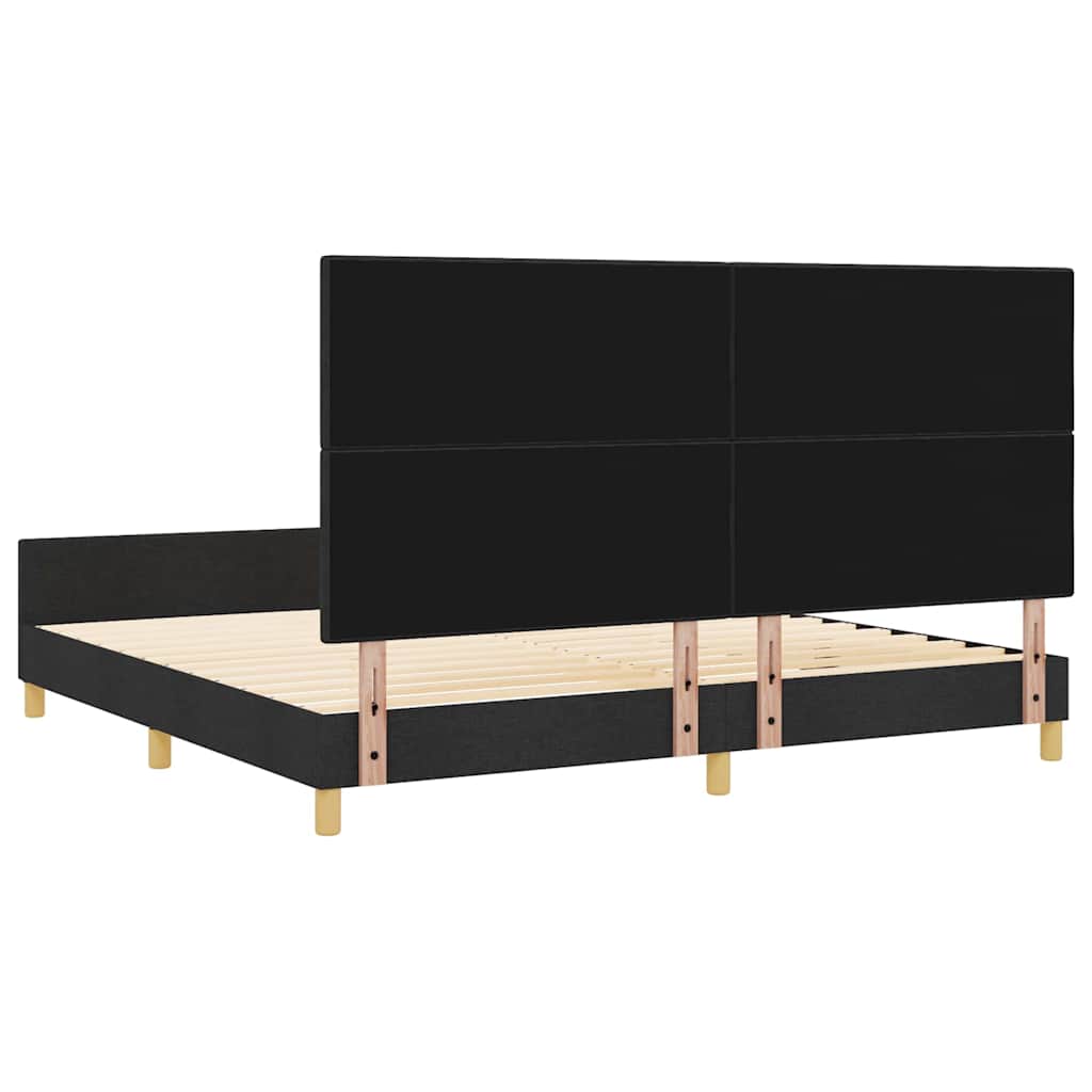 Krevetna konstrukcija s uzglavljem Crna 200 x 200 cm tkanina
