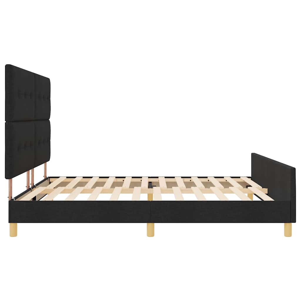 Krevetna konstrukcija s uzglavljem Crna 200 x 200 cm tkanina