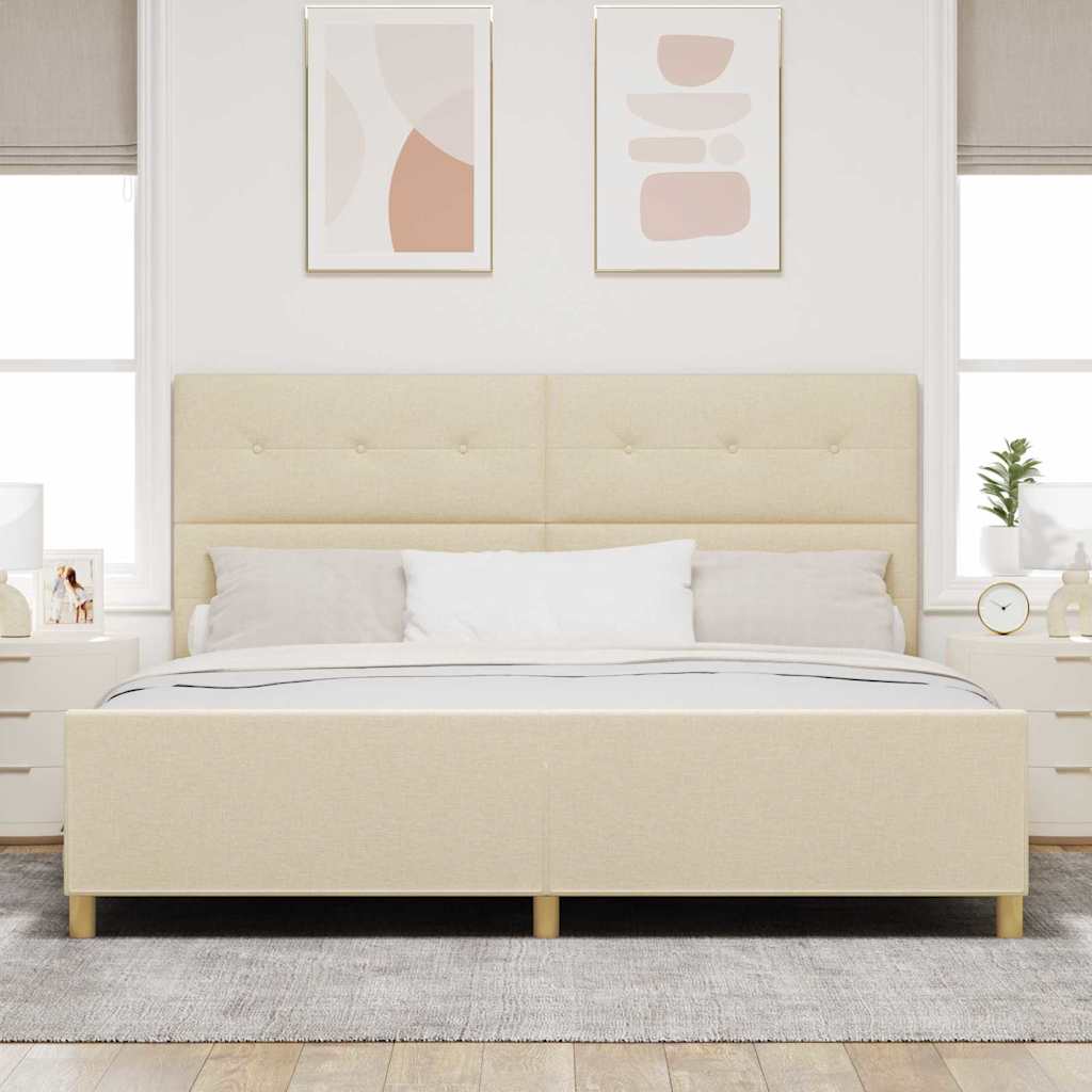 Krevetna konstrukcija s uzglavljem Krema 200 x 200 cm tkanina