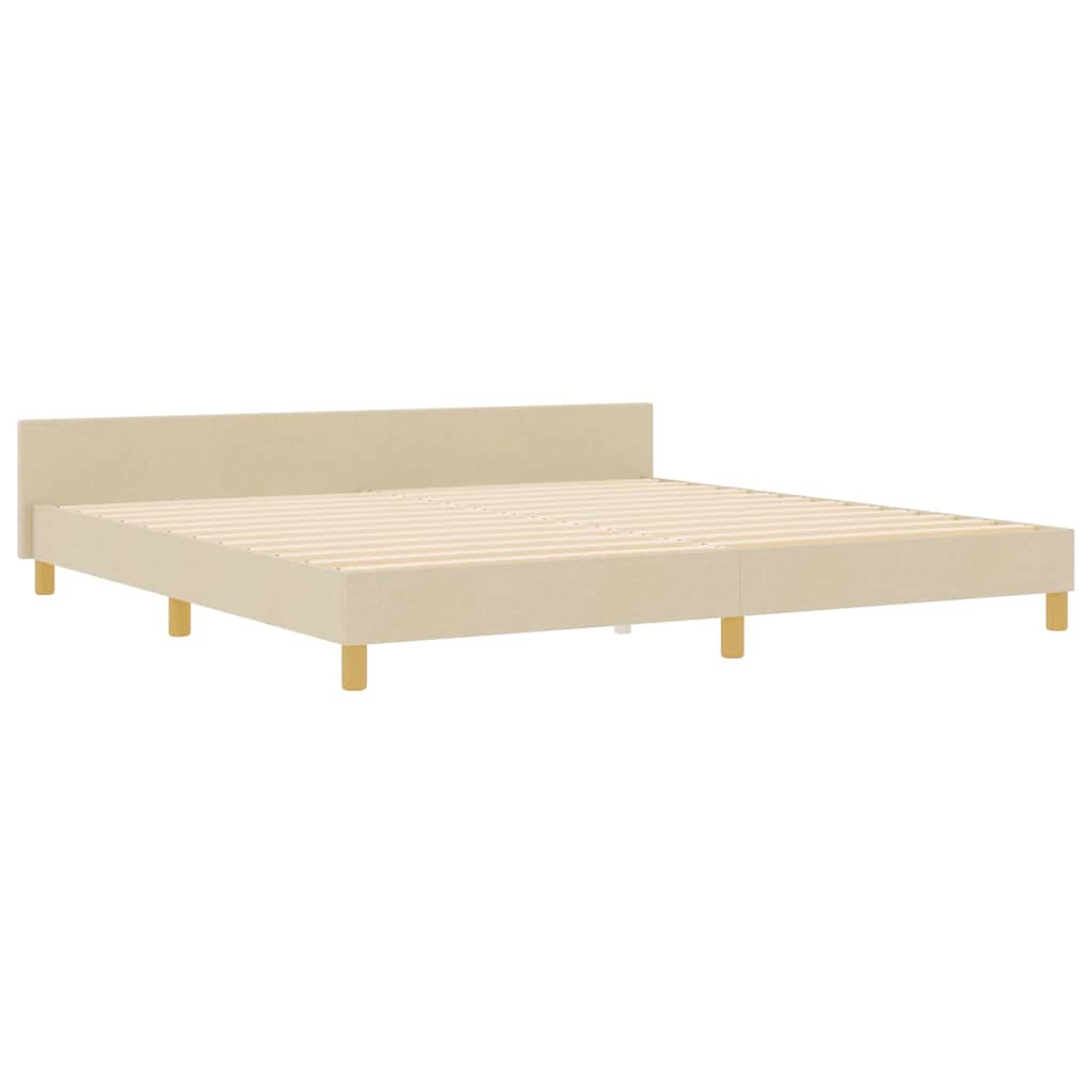 Krevetna konstrukcija s uzglavljem Krema 200 x 200 cm tkanina