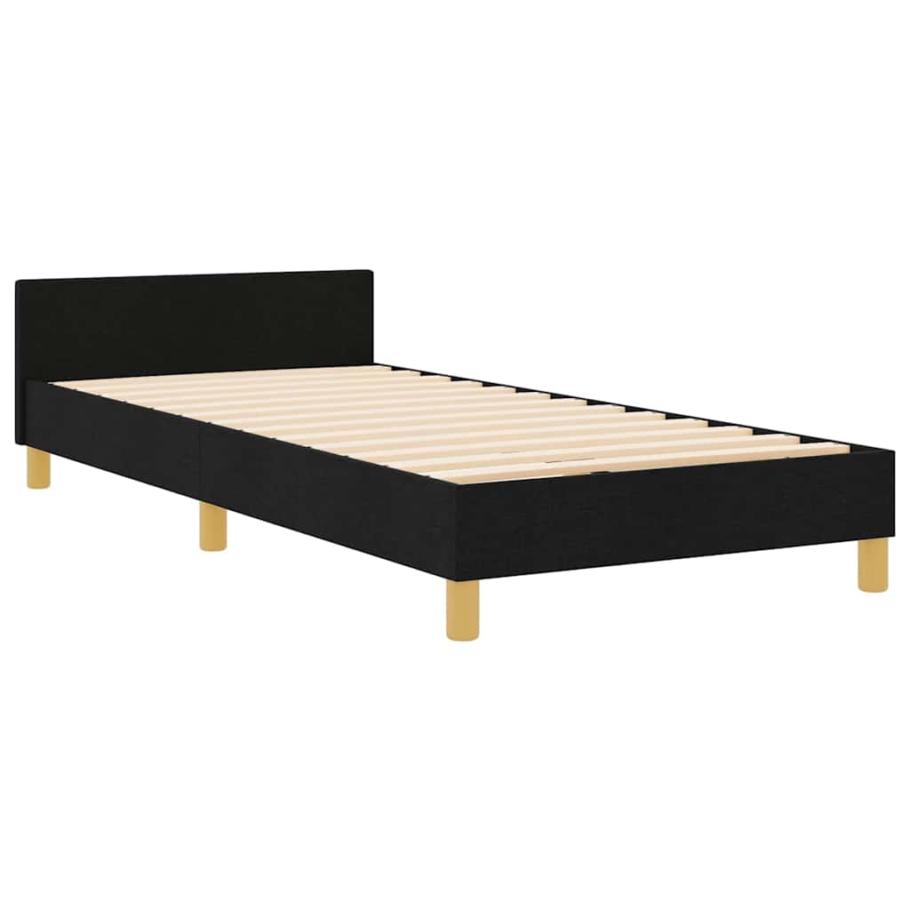 Krevetna konstrukcija s uzglavljem Crna 90 x 200 cm tkanina