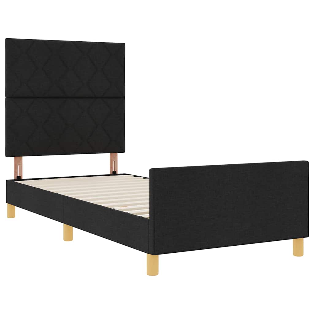 Krevetna konstrukcija s uzglavljem Crna 90 x 200 cm tkanina