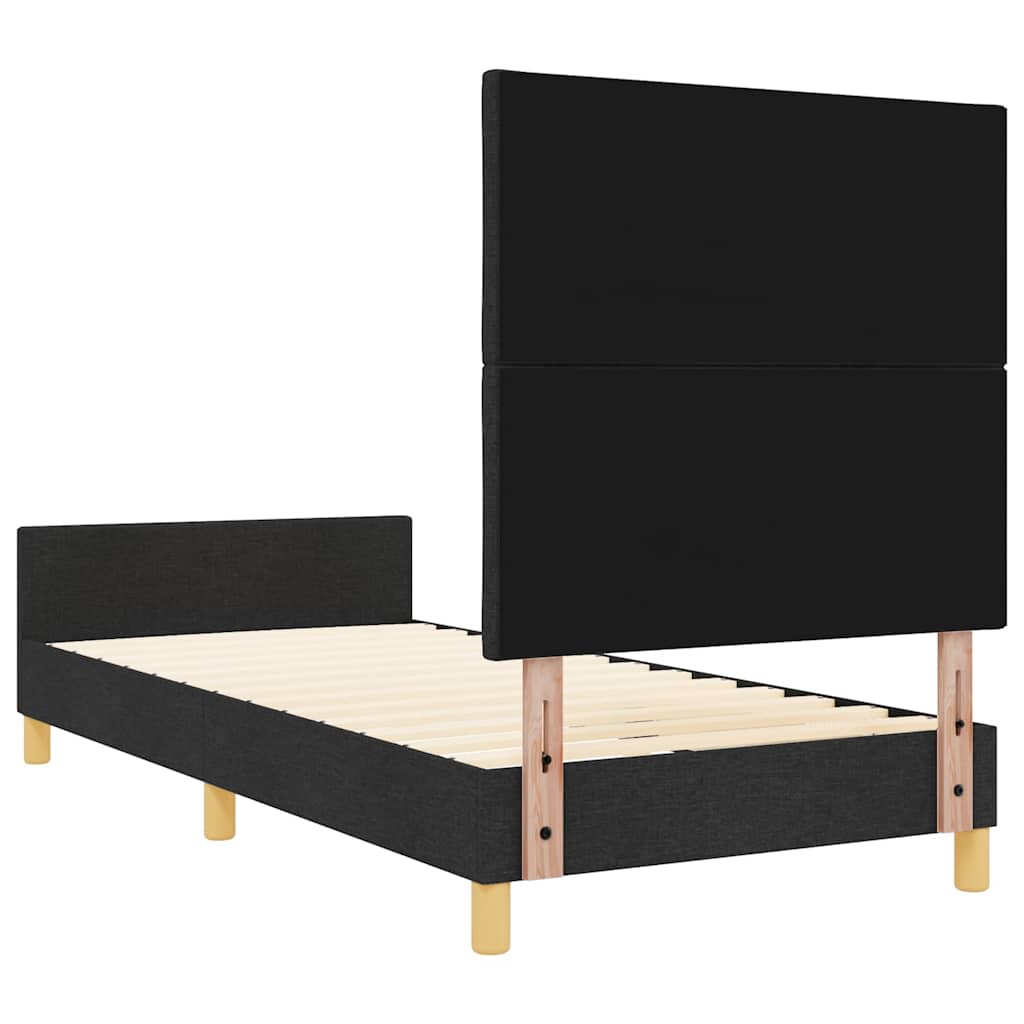 Krevetna konstrukcija s uzglavljem Crna 90 x 200 cm tkanina