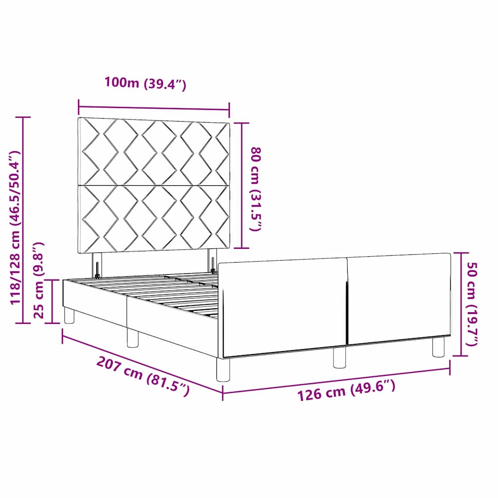 Krevetna konstrukcija s uzglavljem Krema 120 x 200 cm tkanina
