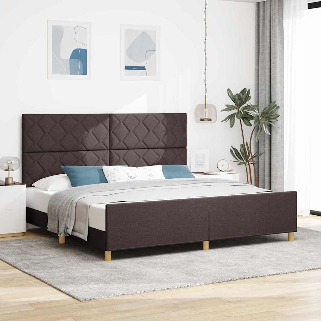 Krevetna konstrukcija Tamno smeđa 200 x 200 cm tkanina