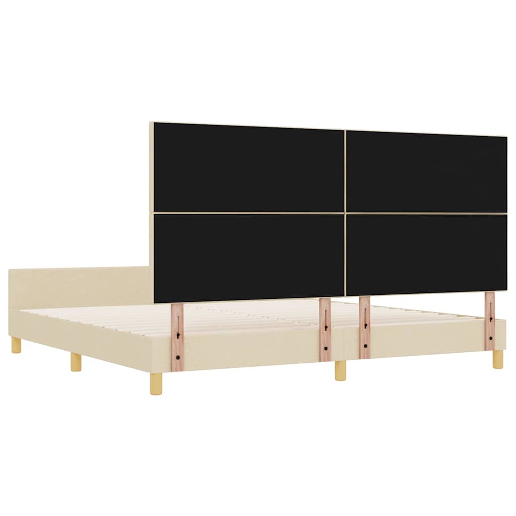 Krevetna konstrukcija s uzglavljem Krema 200 x 200 cm tkanina