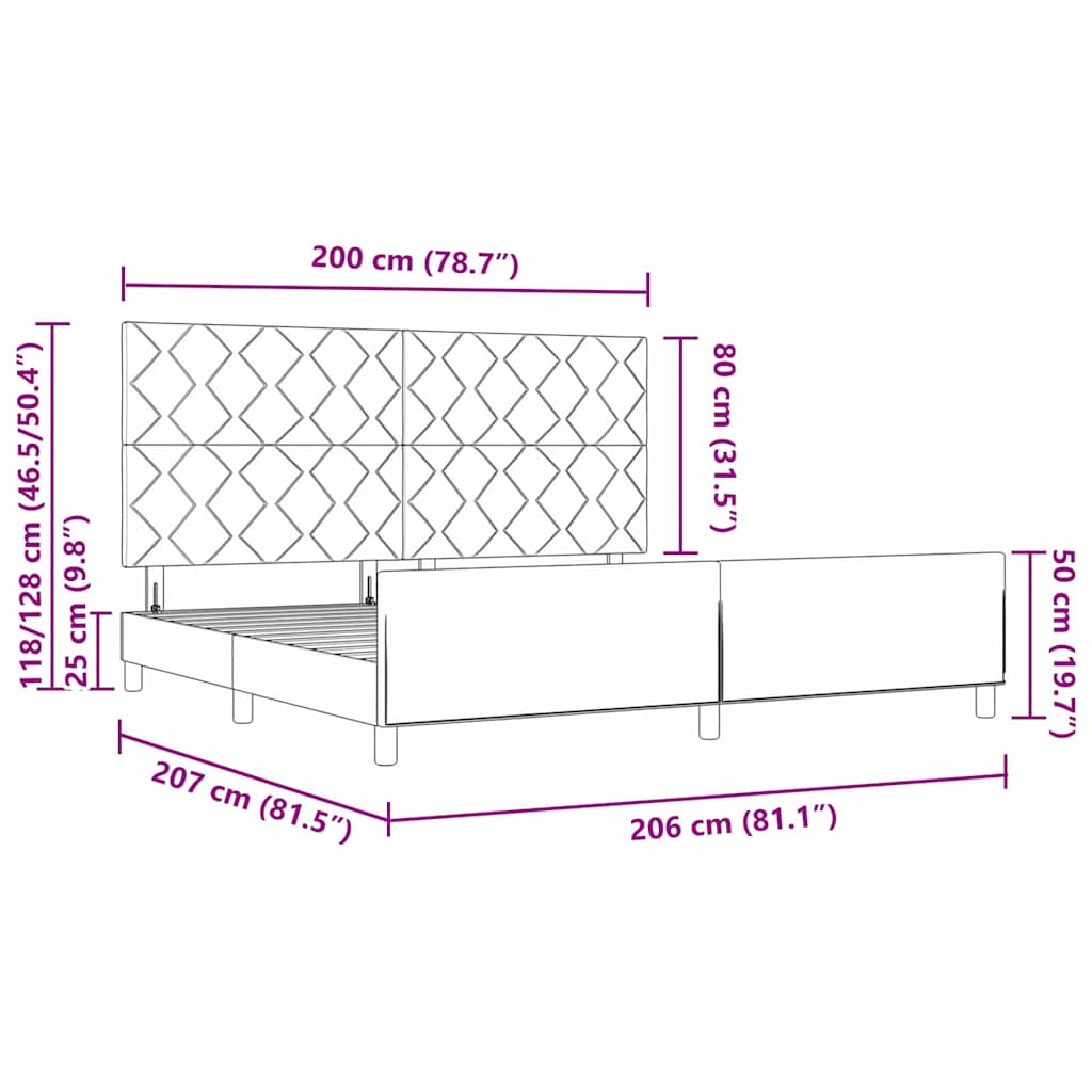 Krevetna konstrukcija s uzglavljem Krema 200 x 200 cm tkanina