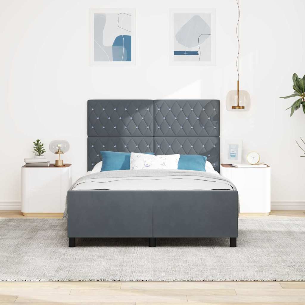 Krevet s opruga kutije Tamno siva 160 x 200 cm Baršun