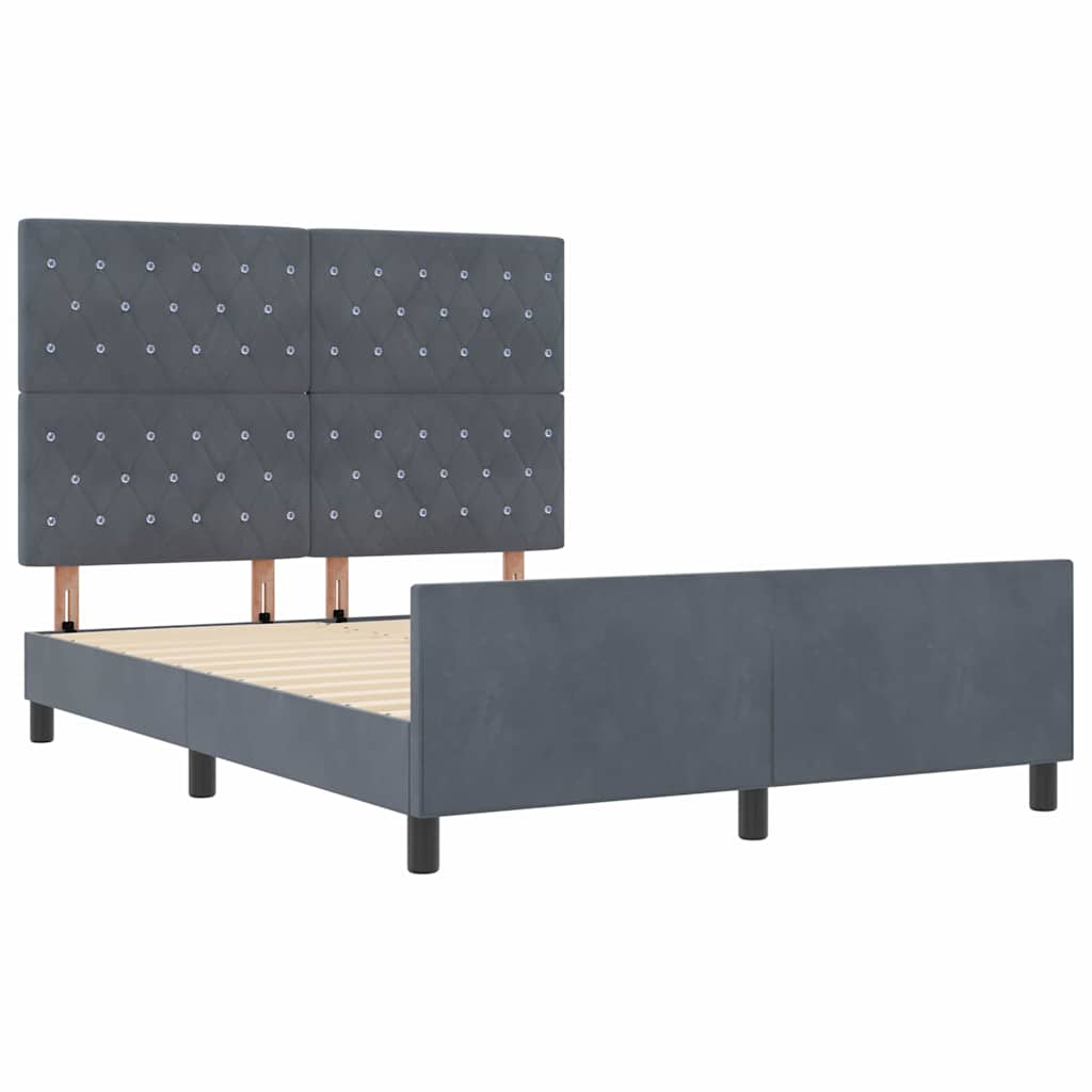 Krevet s opruga kutije Tamno siva 160 x 200 cm Baršun