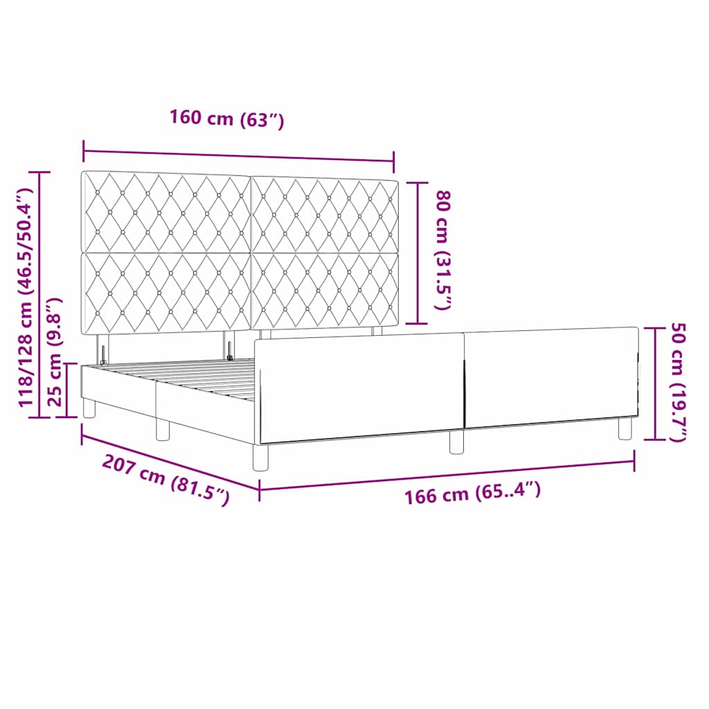 Krevet s opruga kutije Tamno siva 160 x 200 cm Baršun