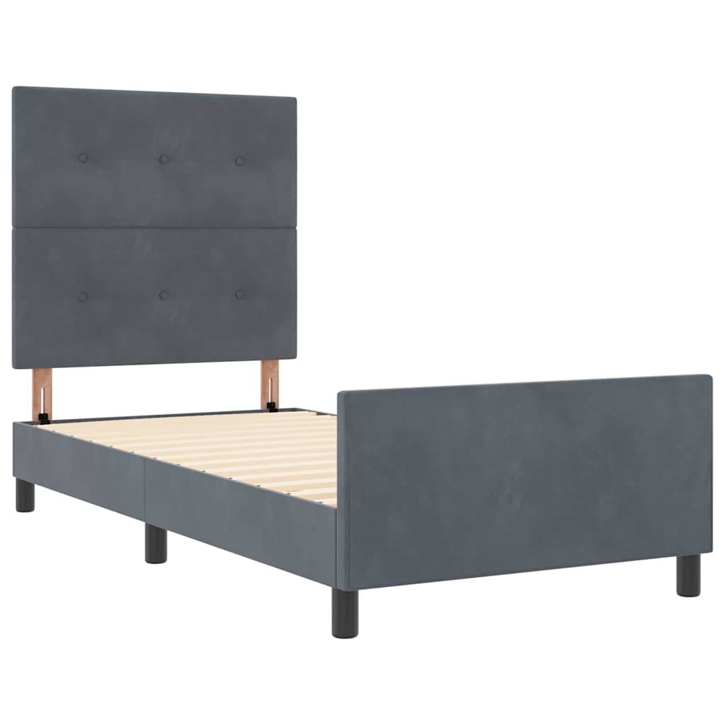 Krevet s opruga kutije Tamno siva 100 x 200 cm Baršun