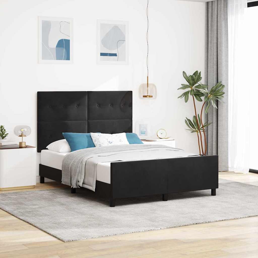 Krevet s opruga kutije s uzglavljem Crna 160 x 200 cm Baršun