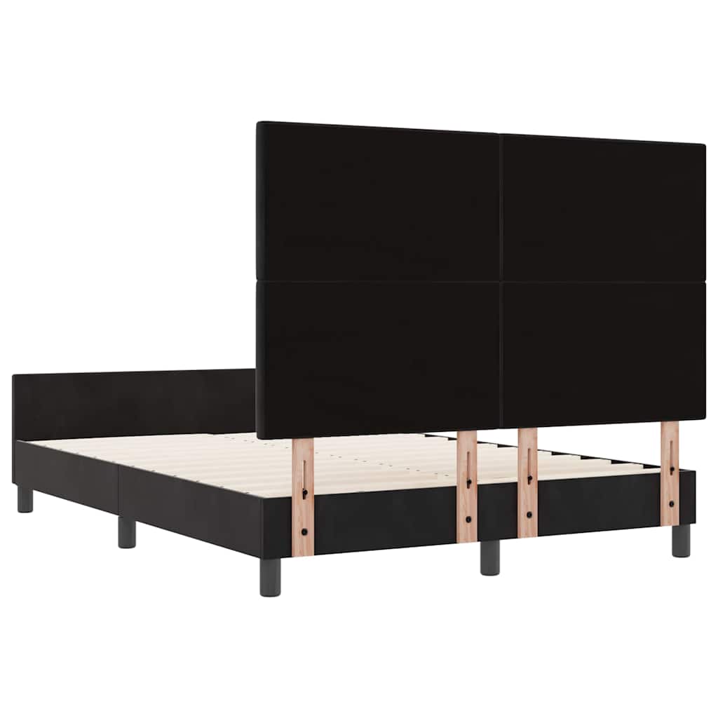 Krevet s opruga kutije s uzglavljem Crna 160 x 200 cm Baršun