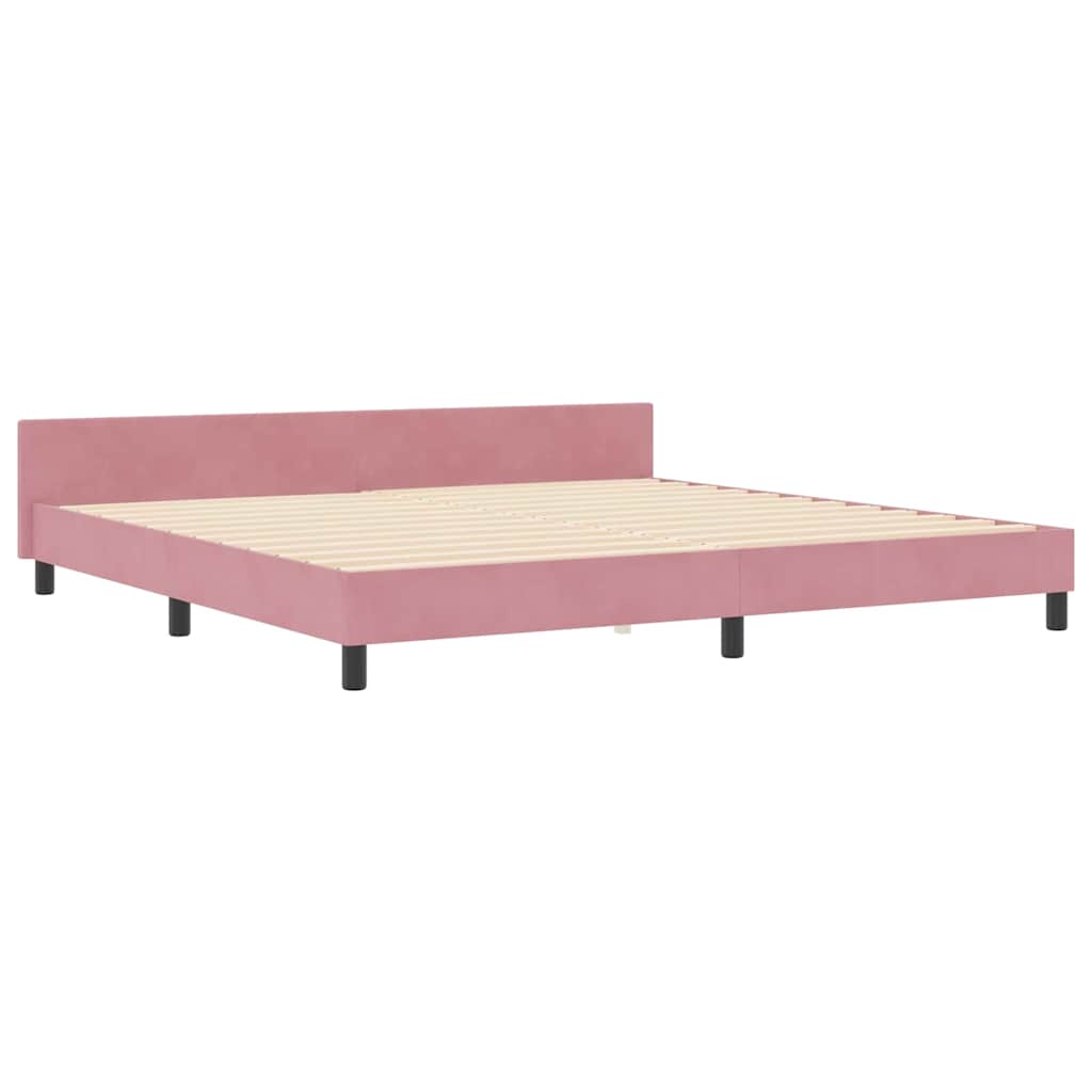 Krevet s opruga kutije Ružičasta 200 x 200 cm Baršun