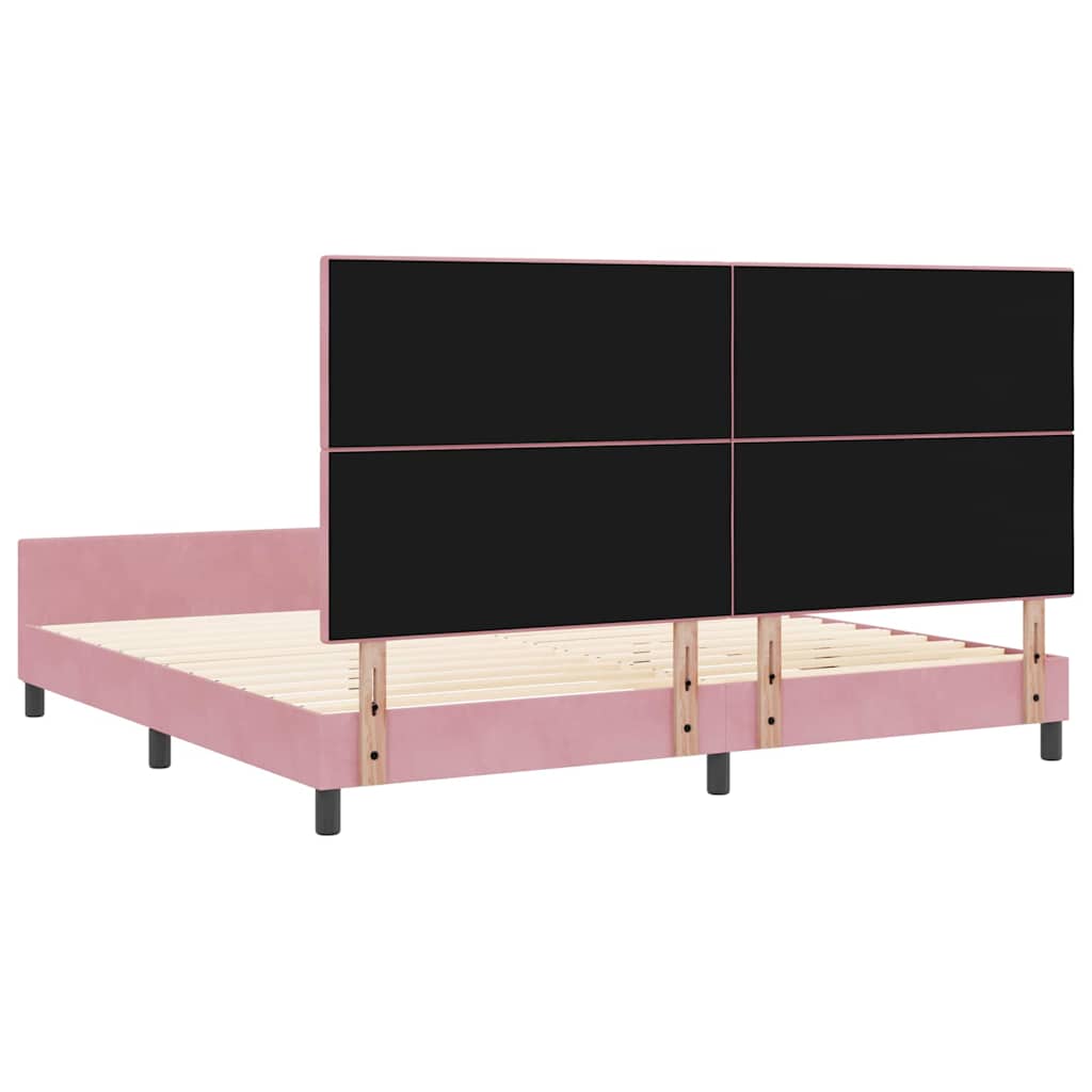 Krevet s opruga kutije Ružičasta 200 x 200 cm Baršun