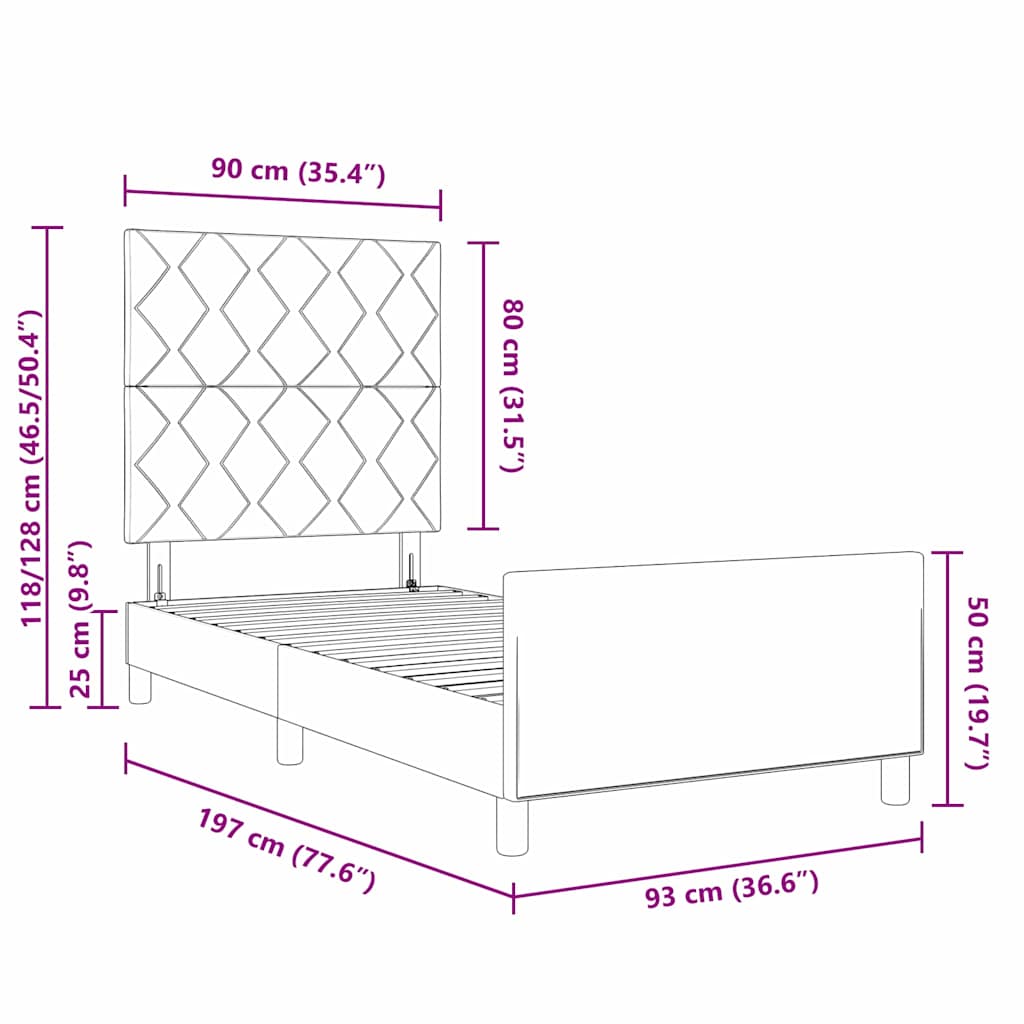 Krevet s opruga kutije Svjetlosiva 90 x 190 cm Baršun