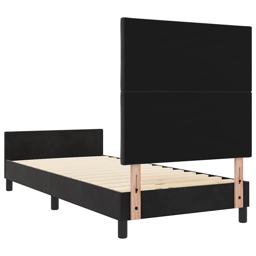 Krevet s opruga kutije s uzglavljem Crna 90 x 200 cm Baršun