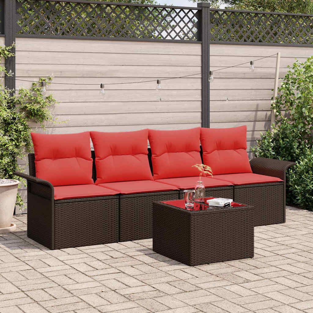 Sjedeća garnitura za vrt 5 pcs Bež i Crvena poliratan