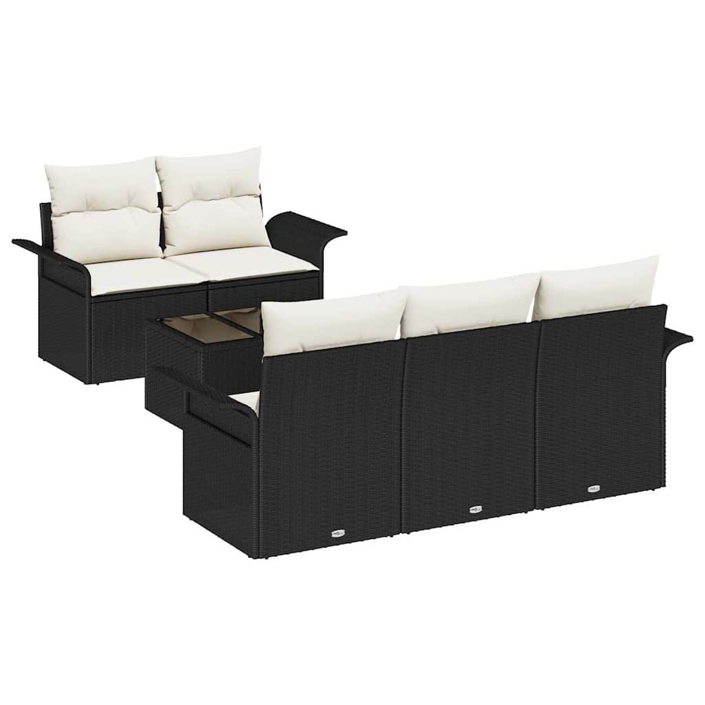 Sjedeća garnitura za vrt 6 pcs Crna i Krema 55 x 55 x 37 cm