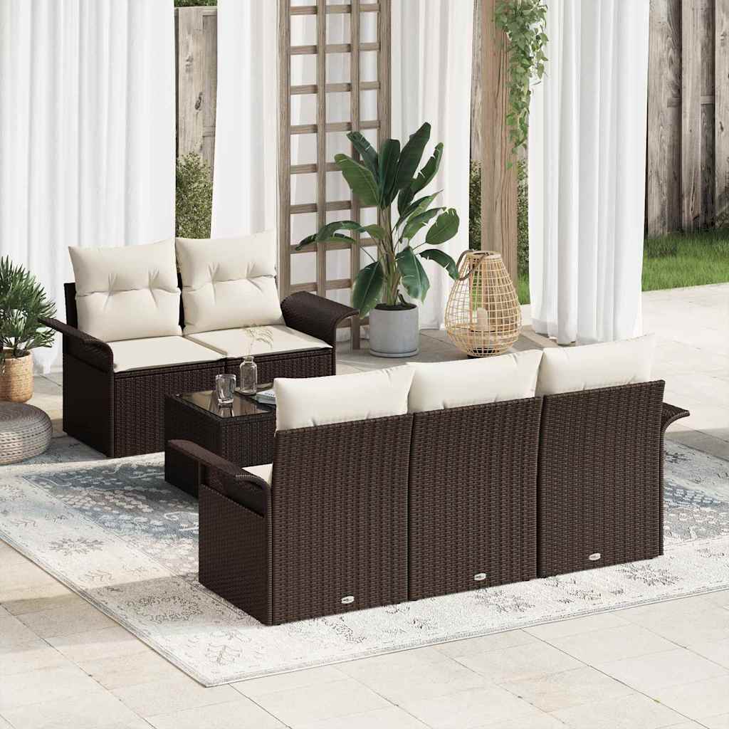 Sjedeća garnitura za vrt 6 pcs Smeđa i krem 55 x 55 x 37 cm