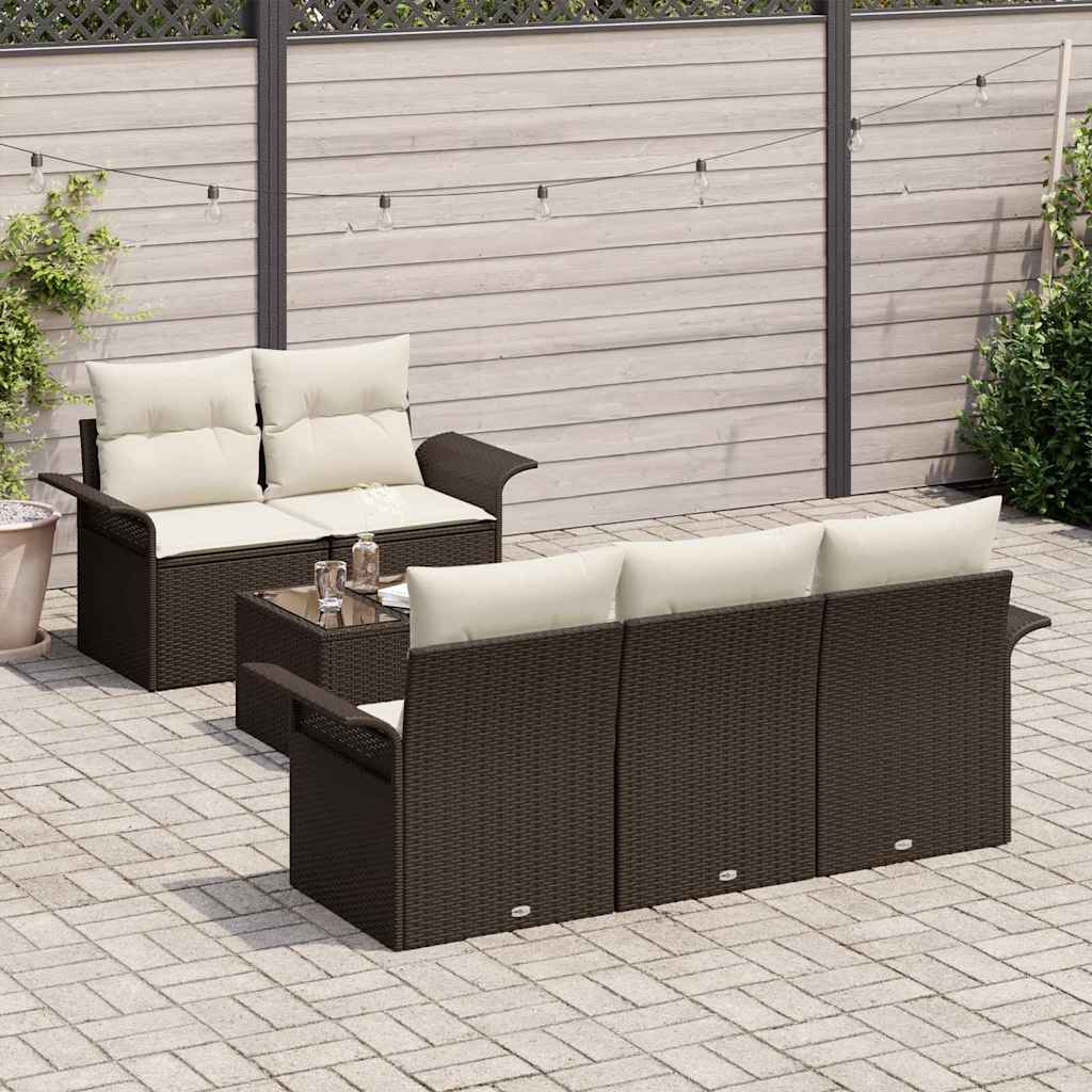 Sjedeća garnitura za vrt 6 pcs Smeđa i krem 55 x 55 x 37 cm