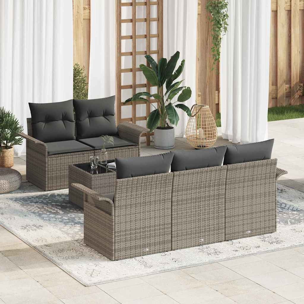 Sjedeća garnitura za vrt s jastukom 6 pcs Siva 55 x 55 x 37 cm