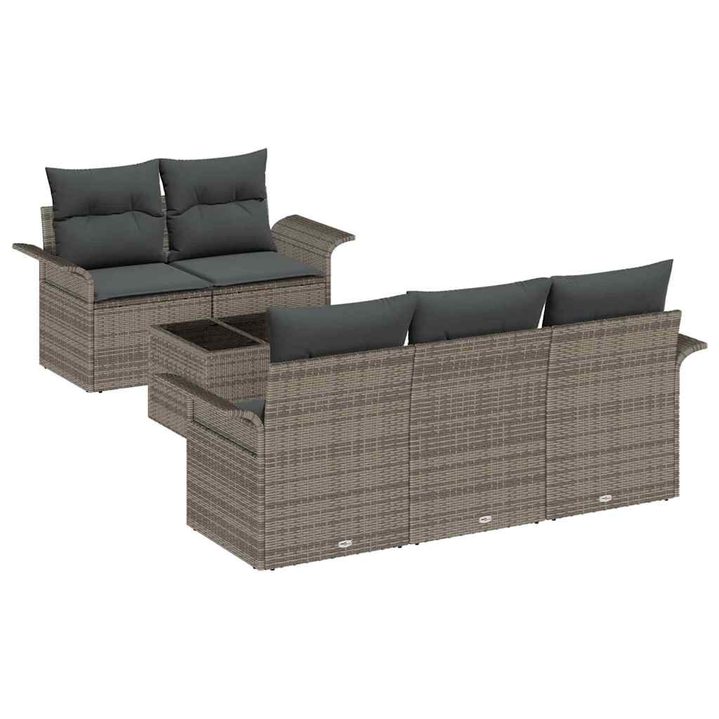 Sjedeća garnitura za vrt s jastukom 6 pcs Siva 55 x 55 x 37 cm