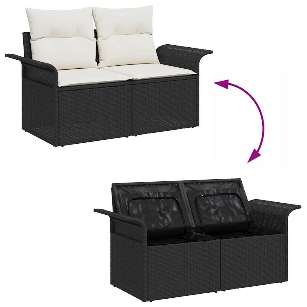 Sjedeća garnitura za vrt 7 pcs Crna i Krema 55 x 55 x 37 cm