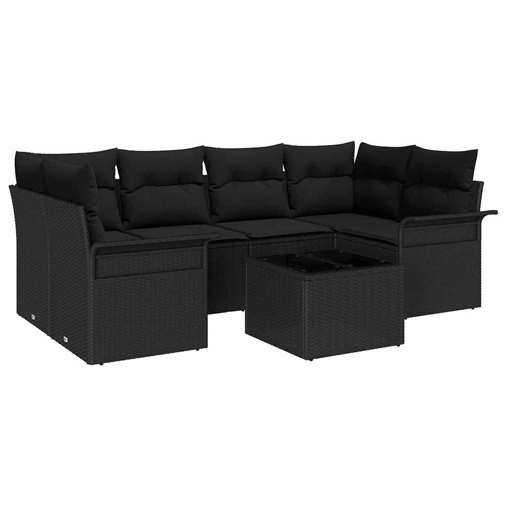 Sjedeća garnitura za vrt 7 pcs Crna 55 x 55 x 37 cm poliratan