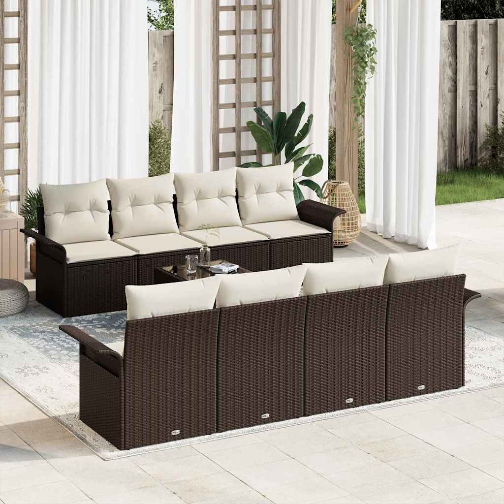 Sjedeća garnitura za vrt 9 pcs Smeđa i krem 55 x 55 x 37 cm