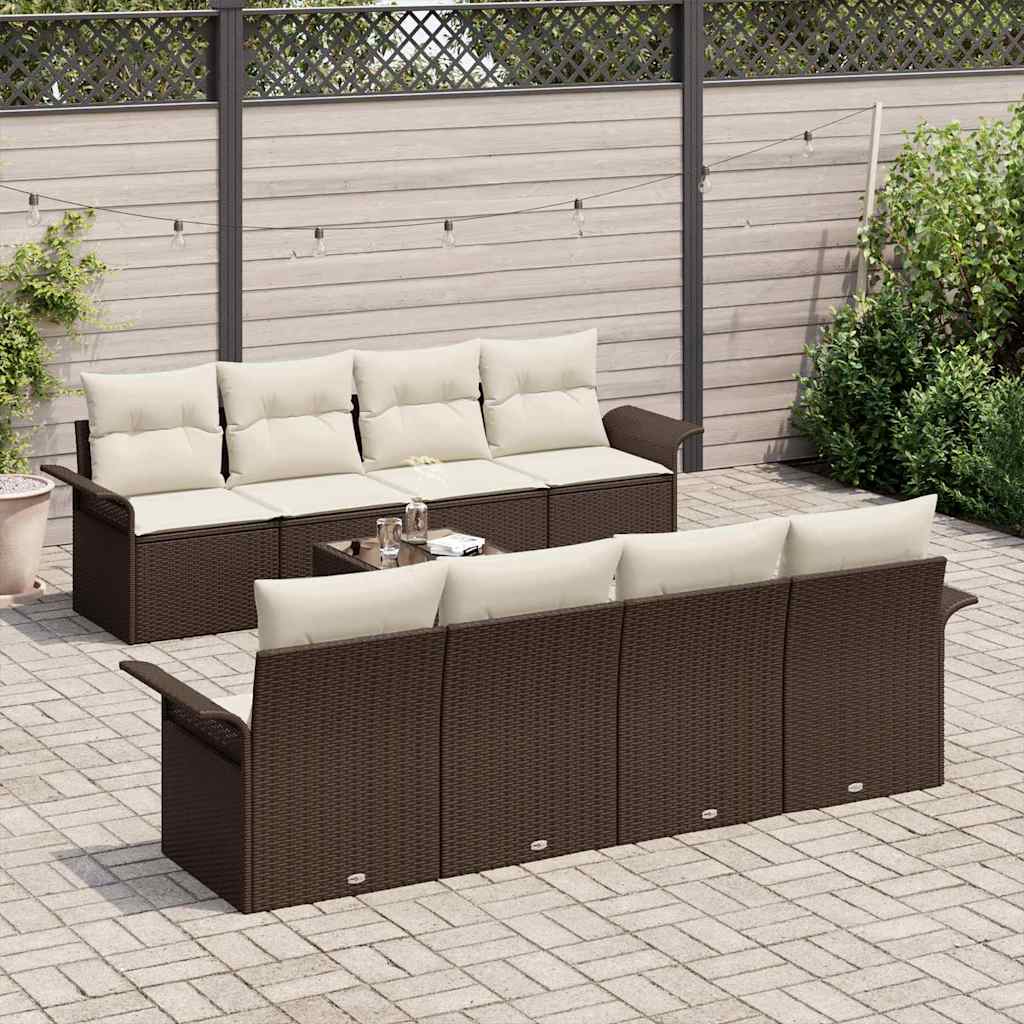 Sjedeća garnitura za vrt 9 pcs Smeđa i krem 55 x 55 x 37 cm