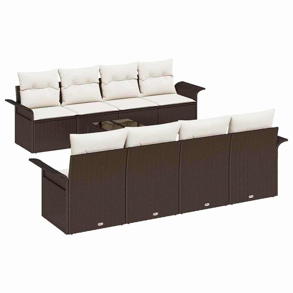 Sjedeća garnitura za vrt 9 pcs Smeđa i krem 55 x 55 x 37 cm