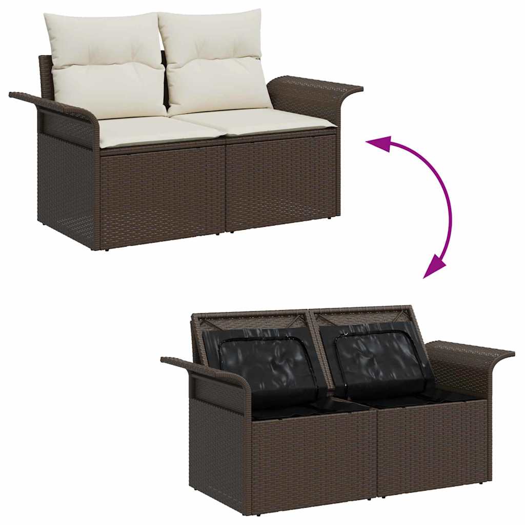 Sjedeća garnitura za vrt 9 pcs Smeđa i krem 55 x 55 x 37 cm