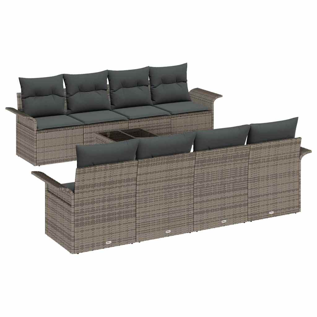Sjedeća garnitura za vrt 9 pcs Siva 55 x 55 x 37 cm poliratan