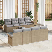 Sjedeća garnitura za vrt s jastukom 9 pcs Bež i siva poliratan