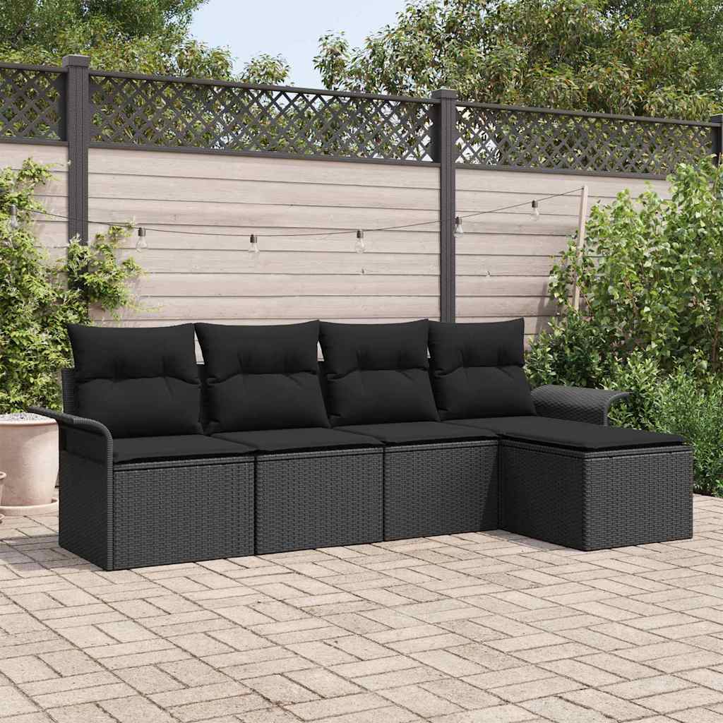 Sjedeća garnitura za vrt 5 kom. Crna poliratan 251 x 117 x 69 cm
