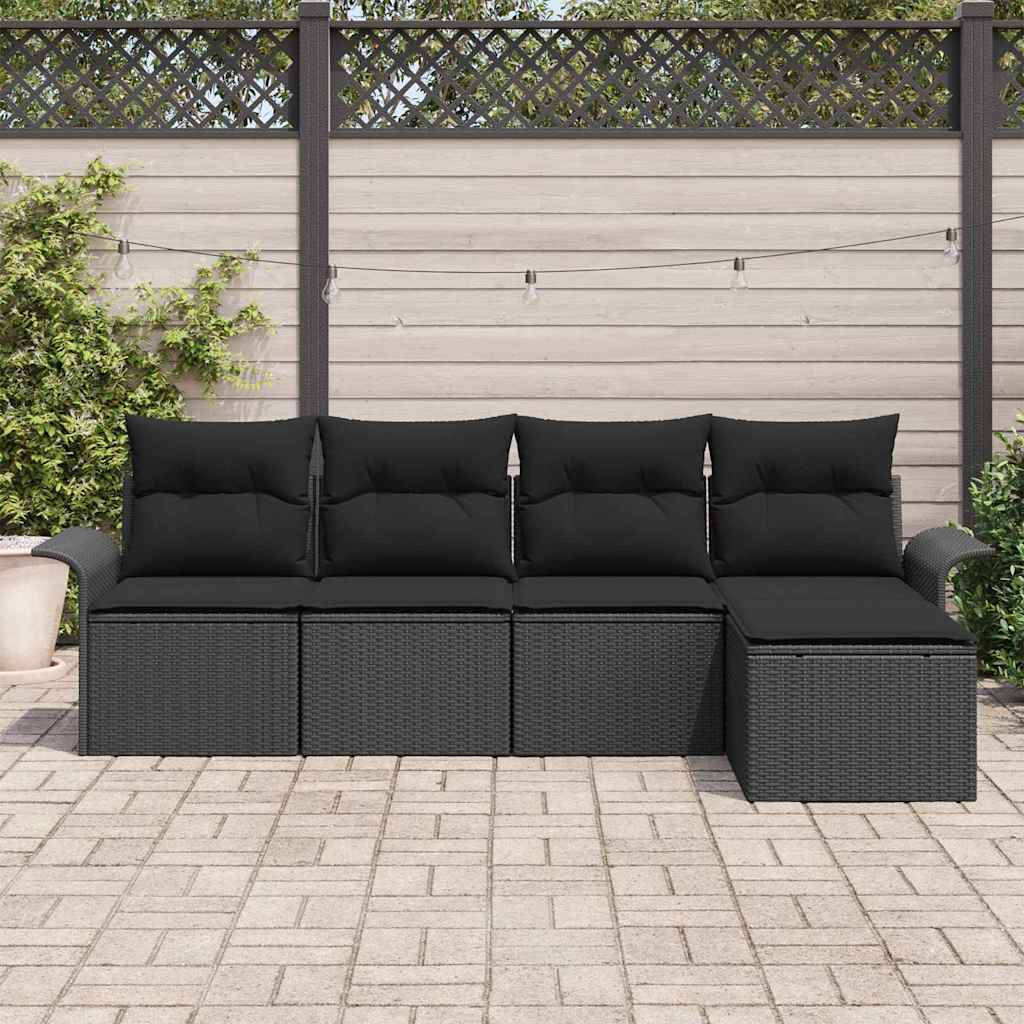 Sjedeća garnitura za vrt 5 kom. Crna poliratan 251 x 117 x 69 cm